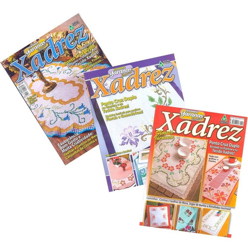 Bordados Xadrez Yananas Ponto Cruz Duplo 3 Revistas Gráficos